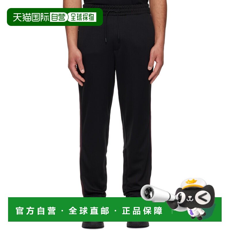 潮奢 boss 雨果 男士 黑色 Logo-Tape Relaxed Fit 运动裤 505513