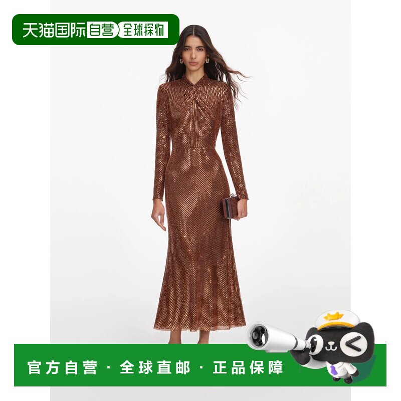 Self-Portrait 女士 人造钻石中长连衣裙 PF26116MBRBROWN