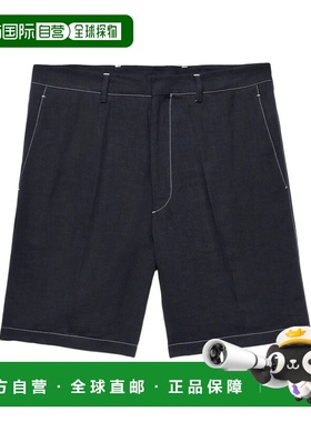 PRADA 男士短裤 UP032311T7F0002 SS2025 黑色 Linen bermudas