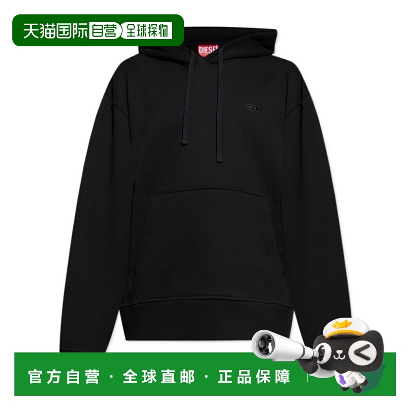 1h可退 DIESEL 男士针织衫 A207910KHAR9XX AW2025 黑色 连帽卫衣