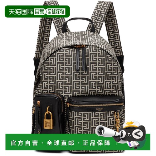 Balmain 巴尔曼 男士 黑色 & 米色 Pulse Monogram Jacquard 双肩