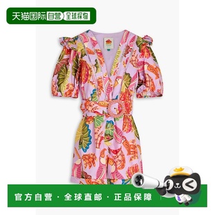 1h可退 潮奢 FARM RIO 女士 束带印花棉质府绸连体衣 303123LILAC