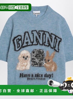 GANNI 女士针织毛衣 K25172690326 AW2025 绿色 PUDDLE KNIT TSHI