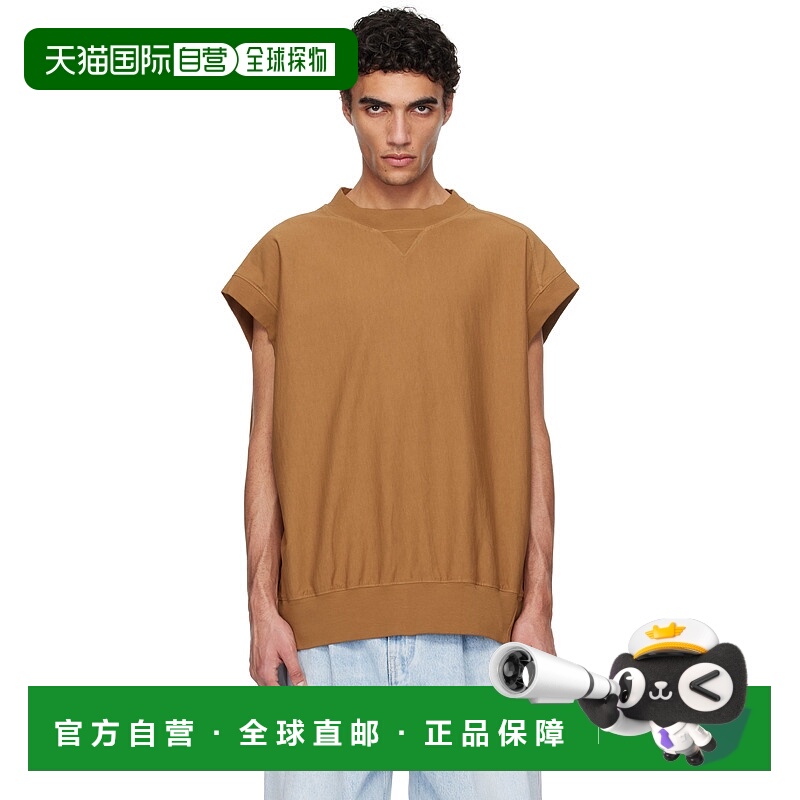 1h可退 潮奢 Hed Mayner 男士 黄褐色盖袖套头衫 HMMA70013THA082