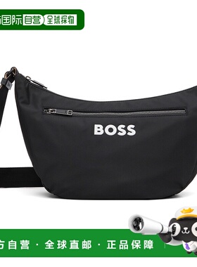 1h可退 潮奢 BOSS 波士 男士 黑色 Contrast Logo 斜挎包 5054822