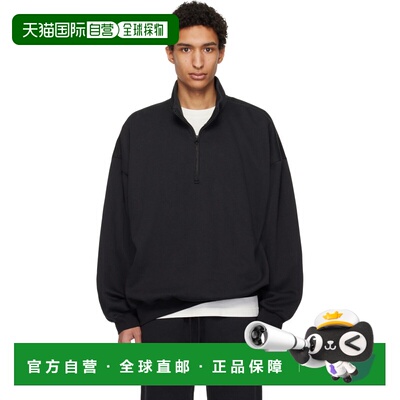 SKIMS 男士 黑色 Fleece Lounge Relaxed Quarter Zip 运动夹克 T