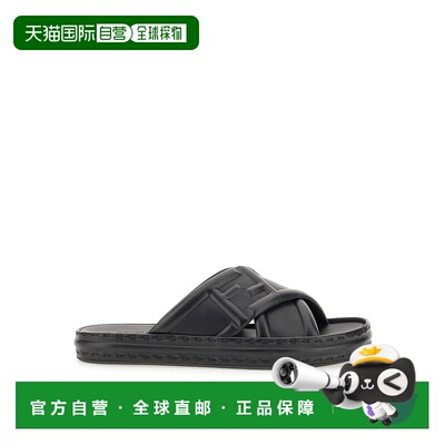 FENDI 男士拖鞋 7X1501AHI3F0QA1 CO 黑色 Black Leather Sandal