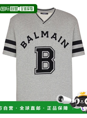 BALMAIN 男士T恤 FH0EG175BD13YEQ AW2025 灰色 V领T恤上衣男装