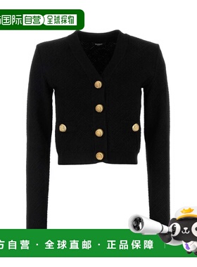 BALMAIN 女士针织毛衣 DF0KL007KH580PA AW2024 黑色长袖