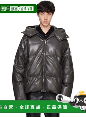 1h可退 潮奢 Nanushka 男士 绿色 Vili 纯素皮革羽绒夹克 NM24FWJ