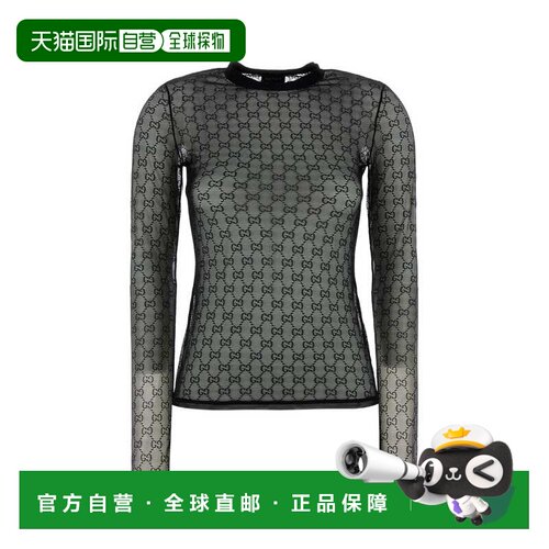 GUCCI 女士T恤 866246XUAOY1000 SS2026 黑色 Black mesh top