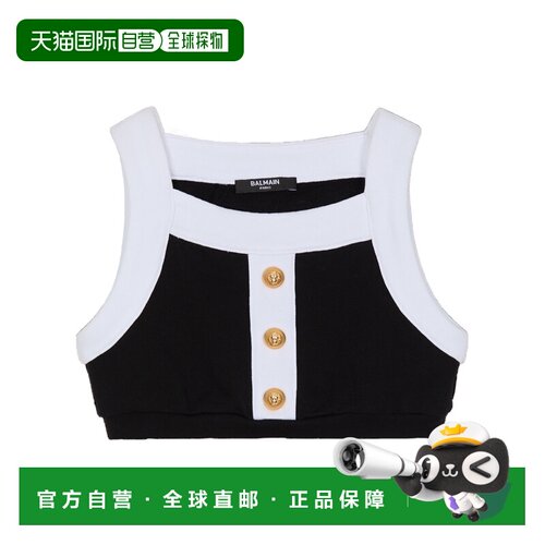 1h可退 BALMAIN 女童衬衫 BW8B52Z0081930BC AW2025 黑色 纽扣双
