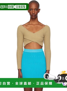 1h可退 潮奢 ISABOULDER 女士 驼色 Crossed Sleeves 针织衫 AW24