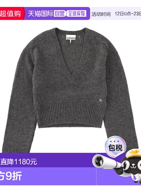 1h可退 潮奢 GANNI 甘尼 女士 V领套头衫 K2629 grey灰色 舒适时