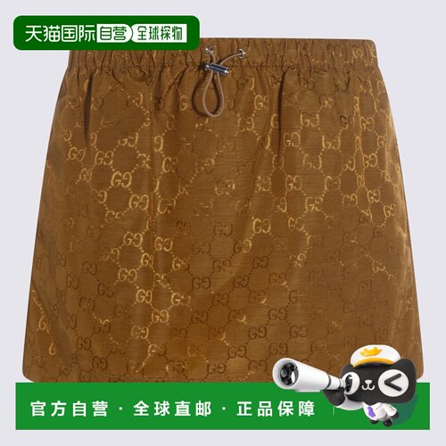 GUCCI 女士半身裙 856026ZAUC02709 SS2026 棕色 SKIRT SLUB GG N