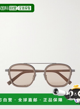 1h可退 潮奢 zegna 杰尼亚 男士 飞行员醋纤镀银太阳眼镜 EZ02785