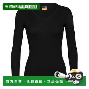 ICEBREAKER 200 绿洲 V领 美利奴羊毛长袖保暖内衣 女士上衣户外