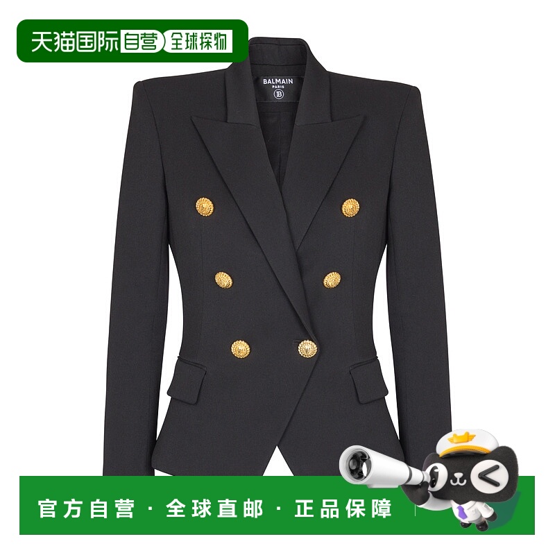 1h可退 BALMAIN 女士西服 FF1SI503WC090PA SS2025 黑色 粒纹六扣
