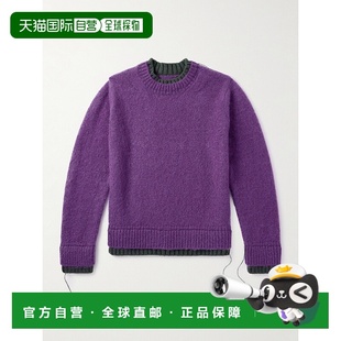 1h可退 潮奢 Sacai 男士 Two-Tone 马海毛混纺毛衣 2503840M476