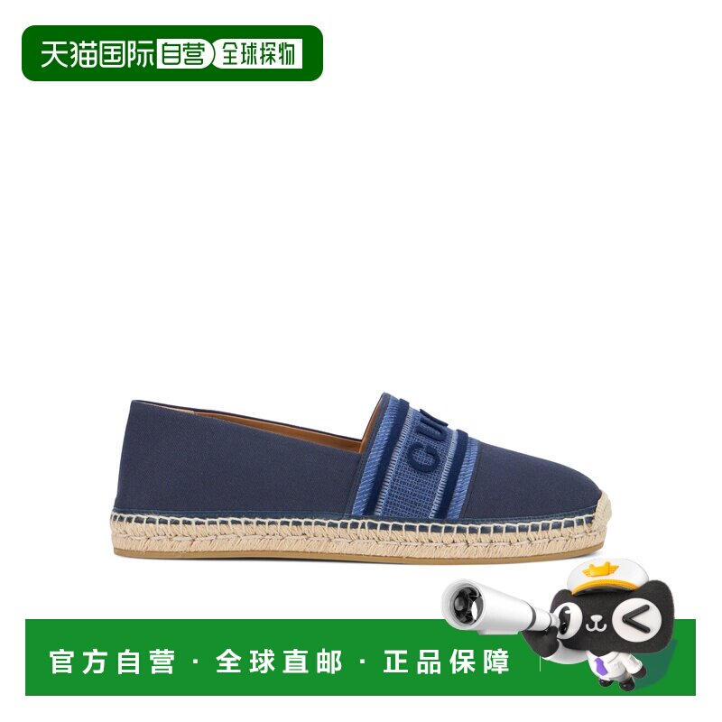GUCCI 男士商务休闲鞋 855716FAFQV4156 SS2026 蓝色 圆头草编鞋