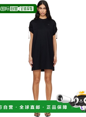 1h可退 潮奢 Burberry 巴宝莉 女士 黑色 Check Trim Cotton 连衣