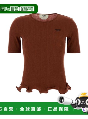 FENDI 女士针织衫 FS9750AVFEF1T6K CO 棕色 Fendi Top Red短袖