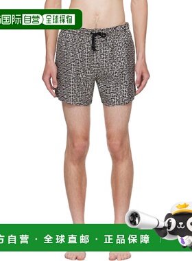 1h可退 潮奢 Balmain 巴尔曼 男士 米色 & 黑色花押字泳裤 BWB671