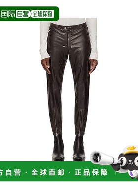 RICK OWENS 男士皮裤 RU01E5395LSU14 SS2025 黑色