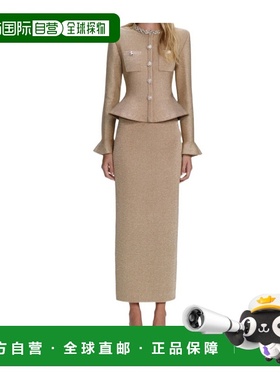 1h可退 SELF-PORTRAIT 女士西服 RS26206MGD SS2026 驼色 饰边针