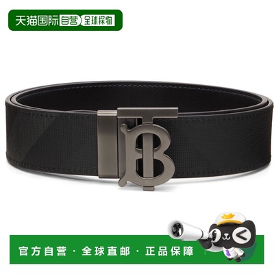 1h可退 潮奢 Burberry 巴宝莉 男士 黑色 Check TB 双面腰带 8065