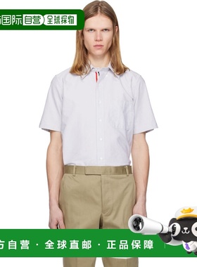 1h可退 潮奢 Thom Browne 汤姆 布朗 男士 灰色短袖衬衫 MWS239EF