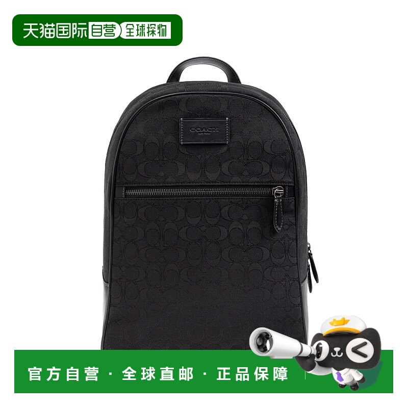 1h可退 COACH 男士双肩包 CAK980BLK SS2025 黑色蔻驰牛皮