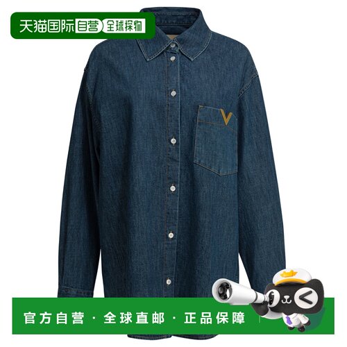 VALENTINO 女士衬衫 8B3DB03K9YA558 SS2026 蓝色 Denim shirt wi