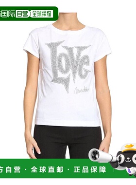 1h可退 MOSCHINO 女士衬衫 W4F3049M3517A00 SS2022 白色 圆领徽T