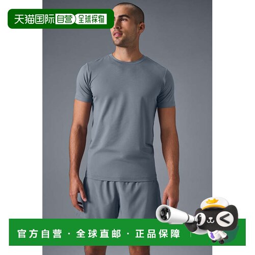 alo yoga Conquer 纯色圆领透气舒适短袖网球T恤 男款m1205rSteel