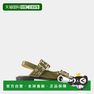 SS2025 S2872 绿色 Ganni Femi GANNI Ballerinas 女士芭蕾乐福鞋