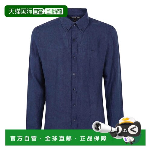 MICHAEL KORS 男士衬衫 CS4400H4YT511 SS2025 蓝色长袖亚麻