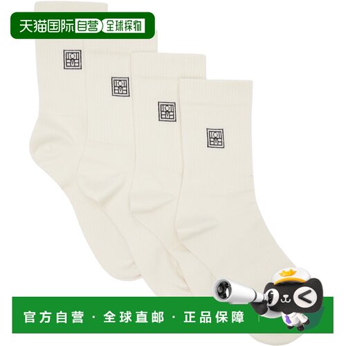 toteme 女士 两双装灰白色花押字中筒袜 241WSG1579YA0049070MACA