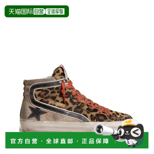 GOLDEN GOOSE 女士 FLASH 豹纹小马皮金属感皮质星星滑板鞋 GWF00