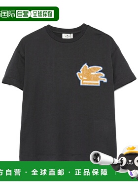 1h可退 ETRO 男童T恤 GX8P41Z3186621 AW2025 黑色 飞马图案T恤