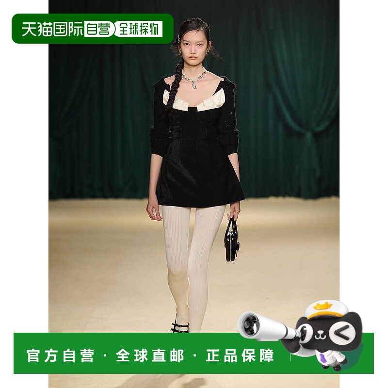 1h可退 潮奢 SHUSHU TONG 女士 Bustier-Style 黑色领圈天鹅绒质