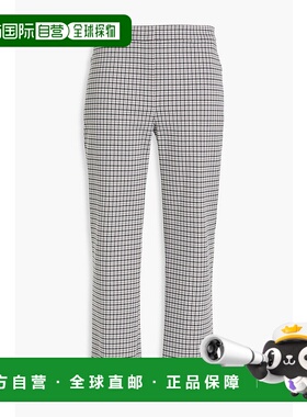 1h可退 潮奢 THEORY 希尔瑞 女士 短款千鸟格提花小喇叭裤 O07272