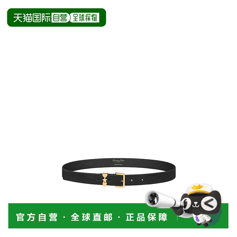 1h可退 DIOR 女士腰带 B0735QWFPM900 SS2025 黑色 Lucky Dior 环
