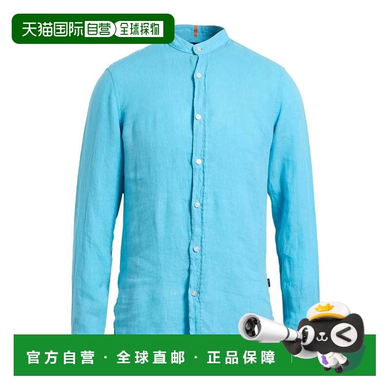 1h可退 潮奢 BOSS 波士 男士 纯色衬衫 blue蓝色 舒适时尚,男装,衬衫,淘宝优惠券,粉丝福利购,淘宝优惠卷