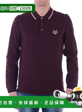 KENZO 男士T恤 4BA5PO101BORWINE SS2022 黑色 徽标长袖POLO衫