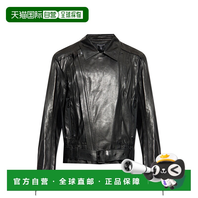 1h可退 BALMAIN 男士皮衣 FH1TD625LD630PA AW2025 黑色 Biker Ja