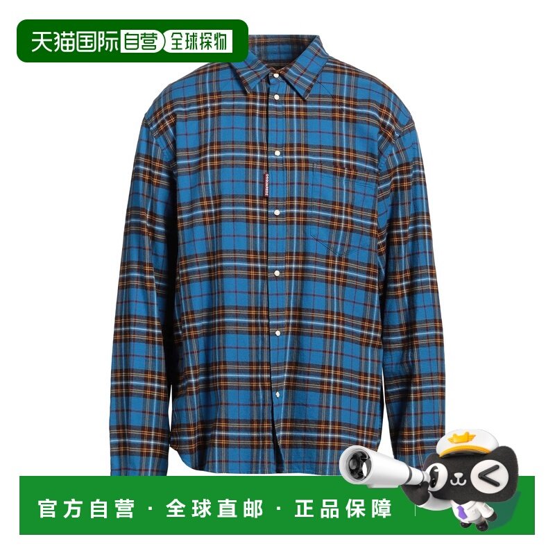 1h可退 潮奢 Dsquared2 二次方 男士 格纹衬衫 blue蓝色 舒适时尚,男装,衬衫,淘宝优惠券,粉丝福利购,淘宝优惠卷