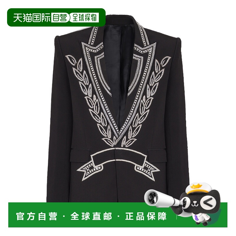 1h可退 BALMAIN 男士外套 FH0SE003PD26EAW AW2025 黑色 装饰绉布