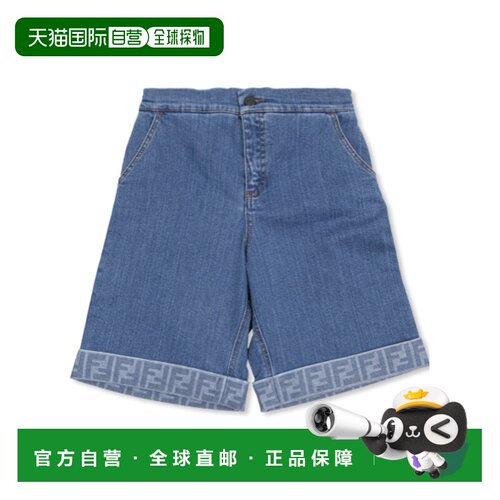 FENDI 女童牛仔裤 JMF567AVVUF0QG0 SS2026 蓝色 FF图案装饰牛仔