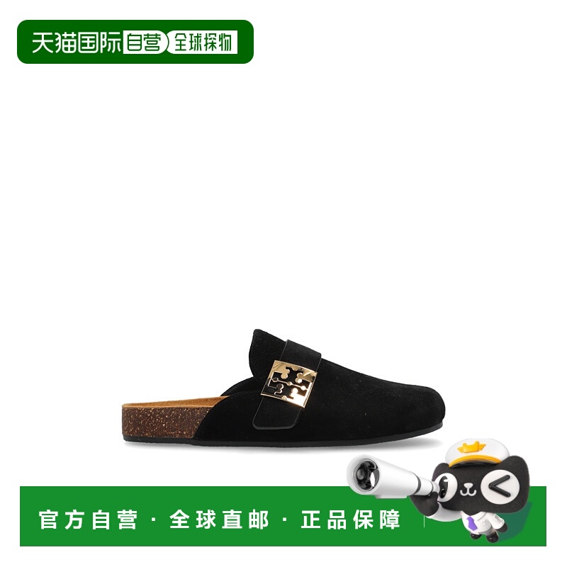 1h可退 TORY BURCH 女士拖鞋 1544460006 CO 黑色 Suede slides M